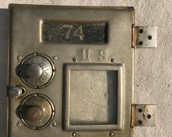 1886 nickel plated post office mailbox door, flat glass, #2 size
