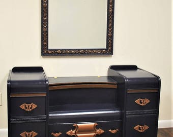 Waterfall dresser with mirror