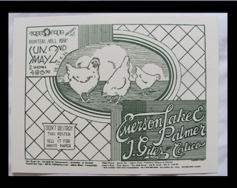 Emerson, Lake & Palmer 1971 Tarkus Tour Painter's Mill Concert Handbill 2nd PRINT