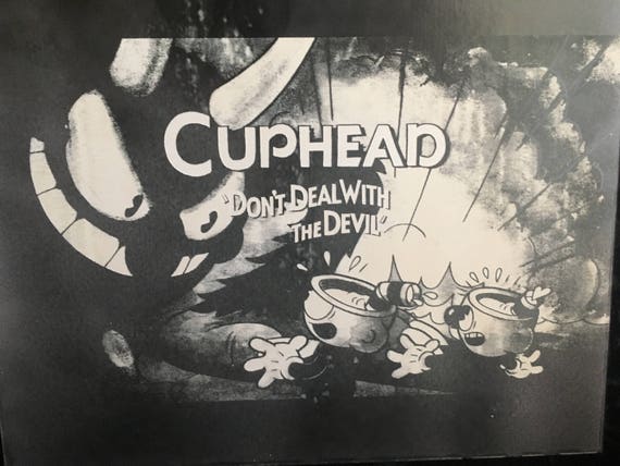 Cuphead Spray painted laser engraved on 1/8 foam core