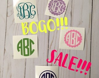 BOGO SALE!! 4 INCH Monogram Decal, Monogram Sticker, Monogram for Car, Vinyl Monogram Sticker