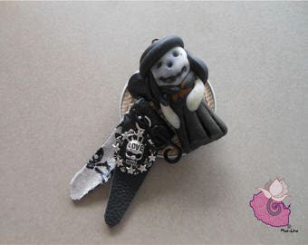 BLACK 01 - POLYMER CLAY BROOCH - BLACK 7 COLLECTION