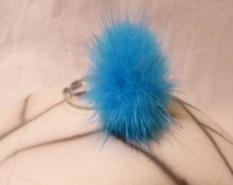 Light blue faux fur ring