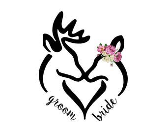 Buck/Doe Bride and Groom Logo (digital file)