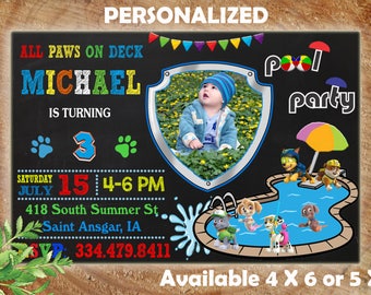 Paw Patrol Invitation, Paw Patrol Birthday Invitation, Paw Patrol, Paw Patrol Printable, Paw Patrol Birthday Card, Paw Patrol Pool Party