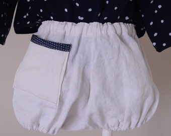 White linen bloomers, back pocket with small fancy