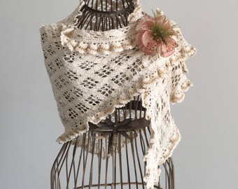 Tip/shawl ecru Mercerized cotton