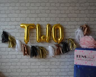 TWO 16" Rose Gold ,Silver or Gold Foil,Mylar Balloons, Foil Letters Balloon, Second Birthday Decoration