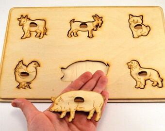 Wooden puzzle Wooden elephants Wooden animal gift Educational toys Animal puzzle Elephants family Toy for autism Baby gifts Gift 1st