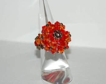 Orange and Fuchsia Swarovski Crystal ring