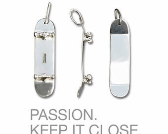 Skateboard large pendant 925 silver