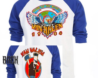 VAN HALEN,1984 World Tour RETRO Baseball T-Shirt,All Sizes,481