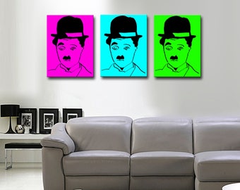 CHARLOT POP-ART 30 x 40 canvas triptych