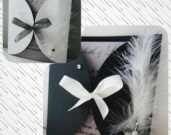 black and white Pocket wedding invitation