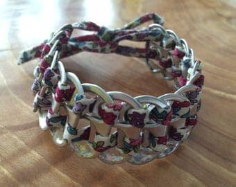Bracelet made of strips of cans and fabric liberty Frou Frou 2