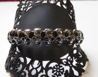 Crane skull head, rock stainless, steel bracelet