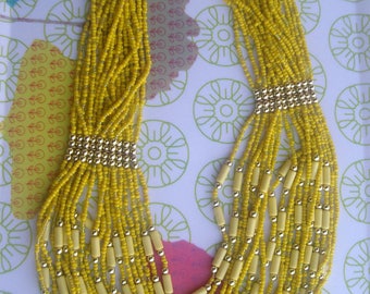 Yellow NECKLACE, summer necklace *.