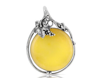 1 Butterscotch Baltic Amber & Sterling Silver 925 Handmade Brooch 29.5g