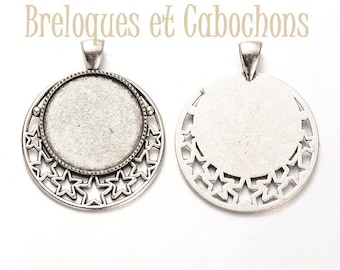 1 pendant cabochons 25mm silver plated support