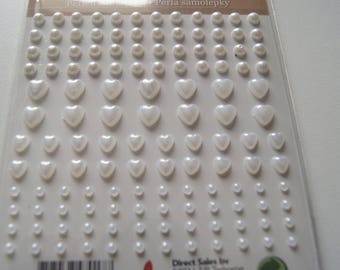 130 HALF STICKERS PEARLY WHITE BEADS