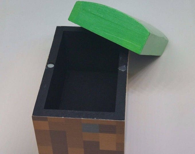 Minecraft inspired grass block Chest trinket box Ideal for Kids