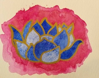 Watercolor painting / Blue Lotus