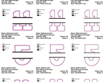 Split Numbers Applique Embroidery Design