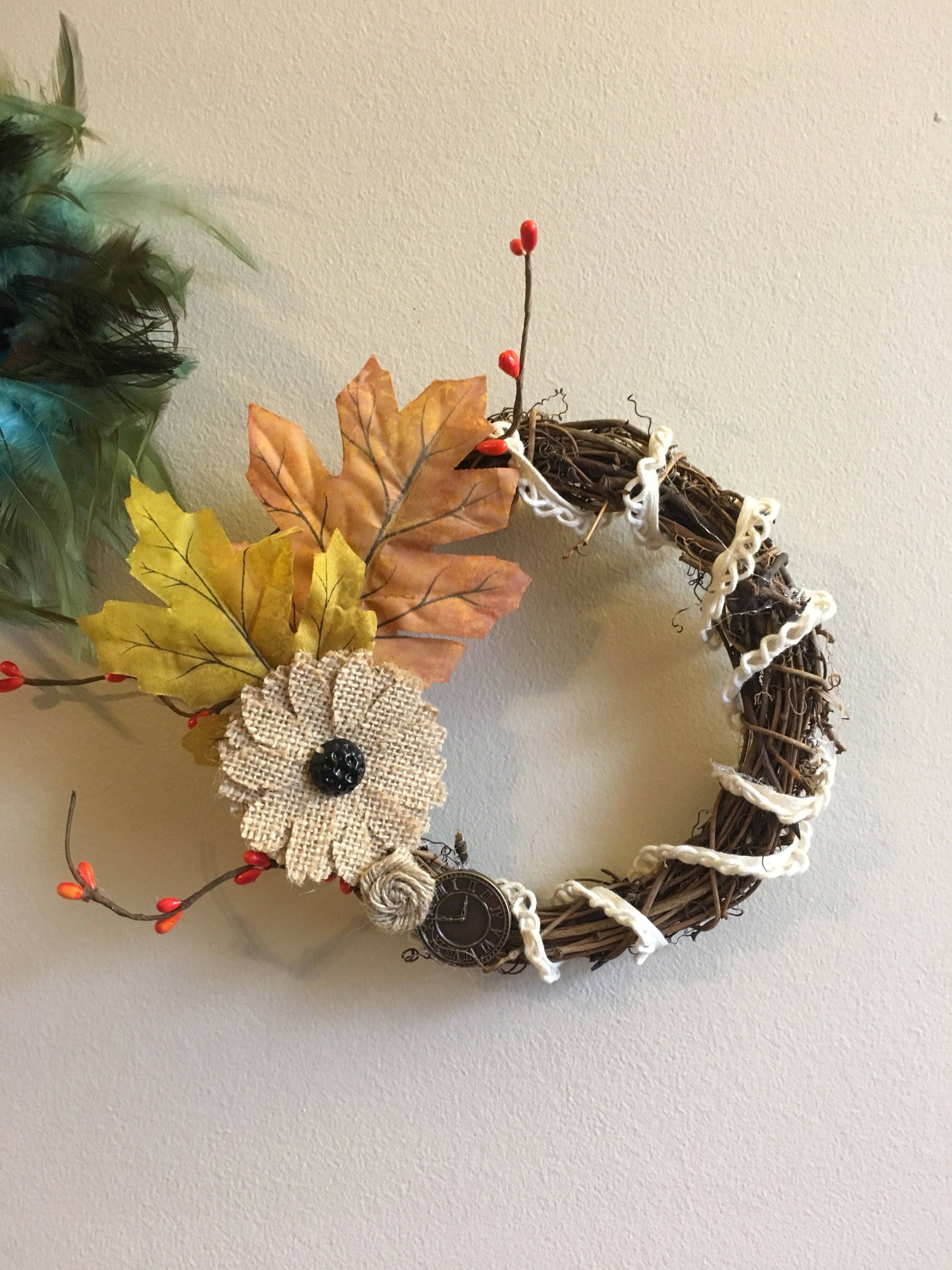 Fall Wreath Mini Wreath Grapevine Wreath Fall Decor