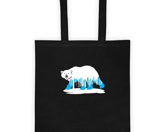 Melting Polar Bear 2 Tote Bag Gift for Climate Change Activist Global Warming Awareness Earth Day for Melting
