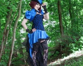 Blue Steampunk Costume| Bella Blue | Corset Costume, Sexy Adult Costume, Dark Circus Costume, Lady Tuxedo Dress, Miniskirt Outfit