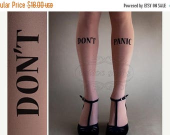 SALE///endsAug22/// thigh-high Don't Panic tattoo nylons Deep Mocha