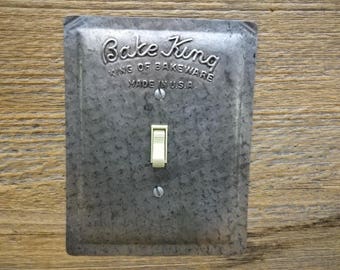 Antique Lighting Decor Vintage Unique Light Switch Plate Cover Switchplate Made From An Old Bake King Bakeware Baking Cake Pan SP-0393