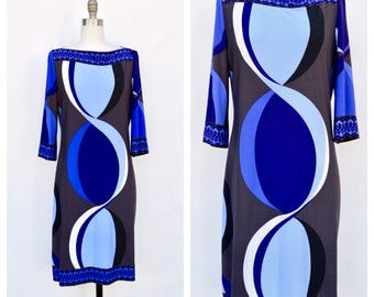 MOD psychedelic inspired hippie dress / Emilio Pucci inspired dress / medium
