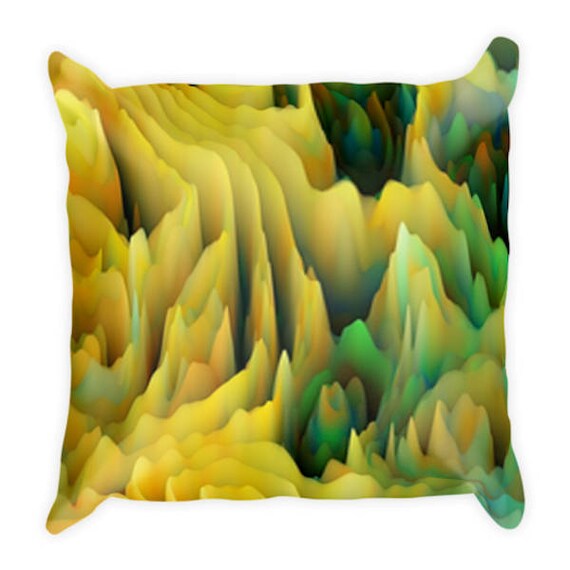 Yellow Green Maze 3D Look Decorative Designer Pillow 16 inch Square with Zipper and Insert