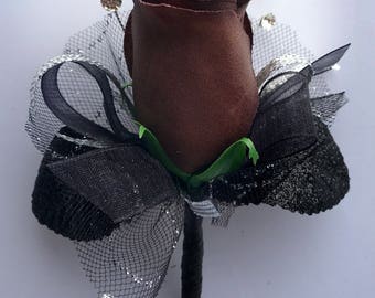 Chocolate Brown Silk Rose Boutonnière