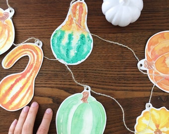 Pumpkin Garland. Decorative Gourd. Fall Banner. Thanksgiving Decor. Fall Mantle Decor. Autumn Decor. DIY Banner Kit. 8 ft Banner