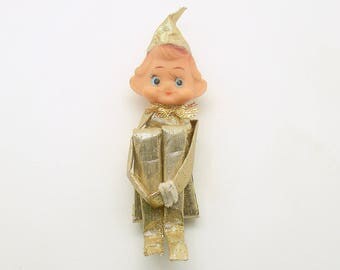 Vintage Christmas Elf Pixie Kneehugger Gold Lame