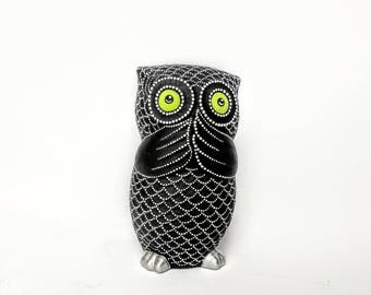 Owl Bank Hand painted Owl coin bank Piggy Bank black and white