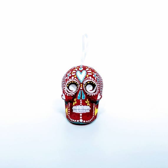 Skull ornament hand painted shatterproof Ornament sugar skull day of the dead