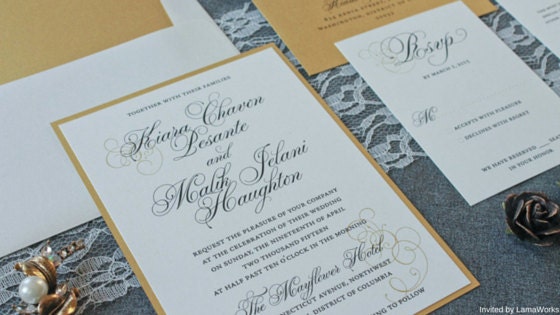 Gold wedding invitations