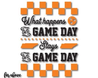 Tennessee TN Tristar What Happens on Game Day Stays Checkerboard SVG, EPS, dxf, png, jpg digital cut file for Silhouette or Cricut