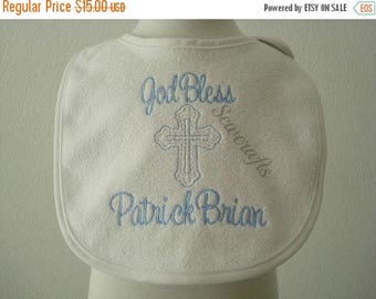 ON SALE Patrick Personalized Baptism Bib christening bib - Choice of Name or upto 3 Initials