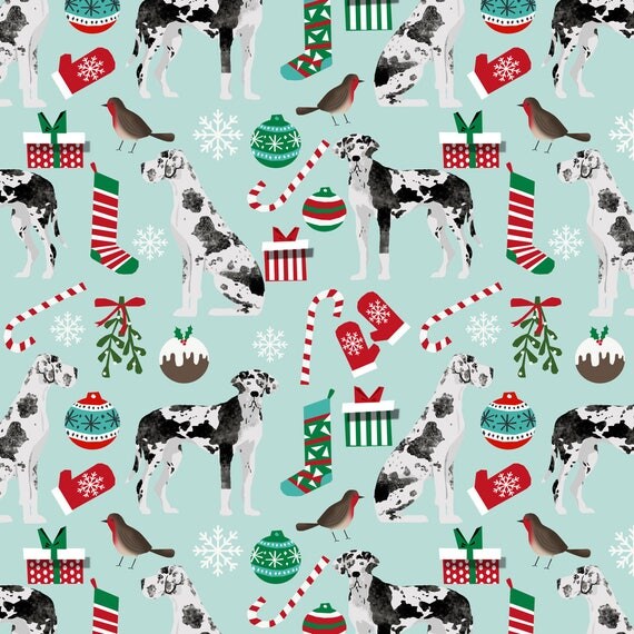 Great Dane Fabric Great Dane Christmas Holiday Dogs Fabric