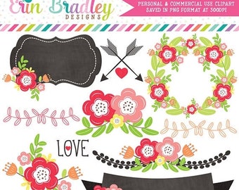 80% OFF SALE Floral Clipart Laurel Wreath Flowers Arrows Labels & More Instant Download Commercial Use Clip Art Digital Graphics