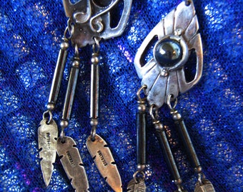Sterling silver earrings, Native style earrings,