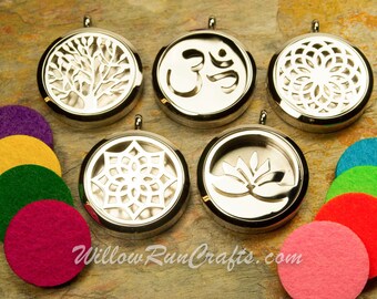 Essential Oil Diffuser Necklace 316L Stainless Steel Locket with Chain 5 Styles to CHoose From