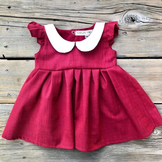 Baby girl dress red little girl dress one year old birthday