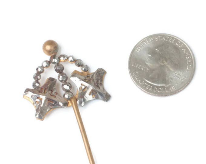 Antique Cut Steel Hat Pin Hair Pin 5 Inches Long Victorian