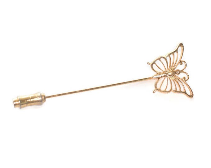 Beau Sterling Butterfly Stickpin Vermeil Gold Wash Finish Vintage