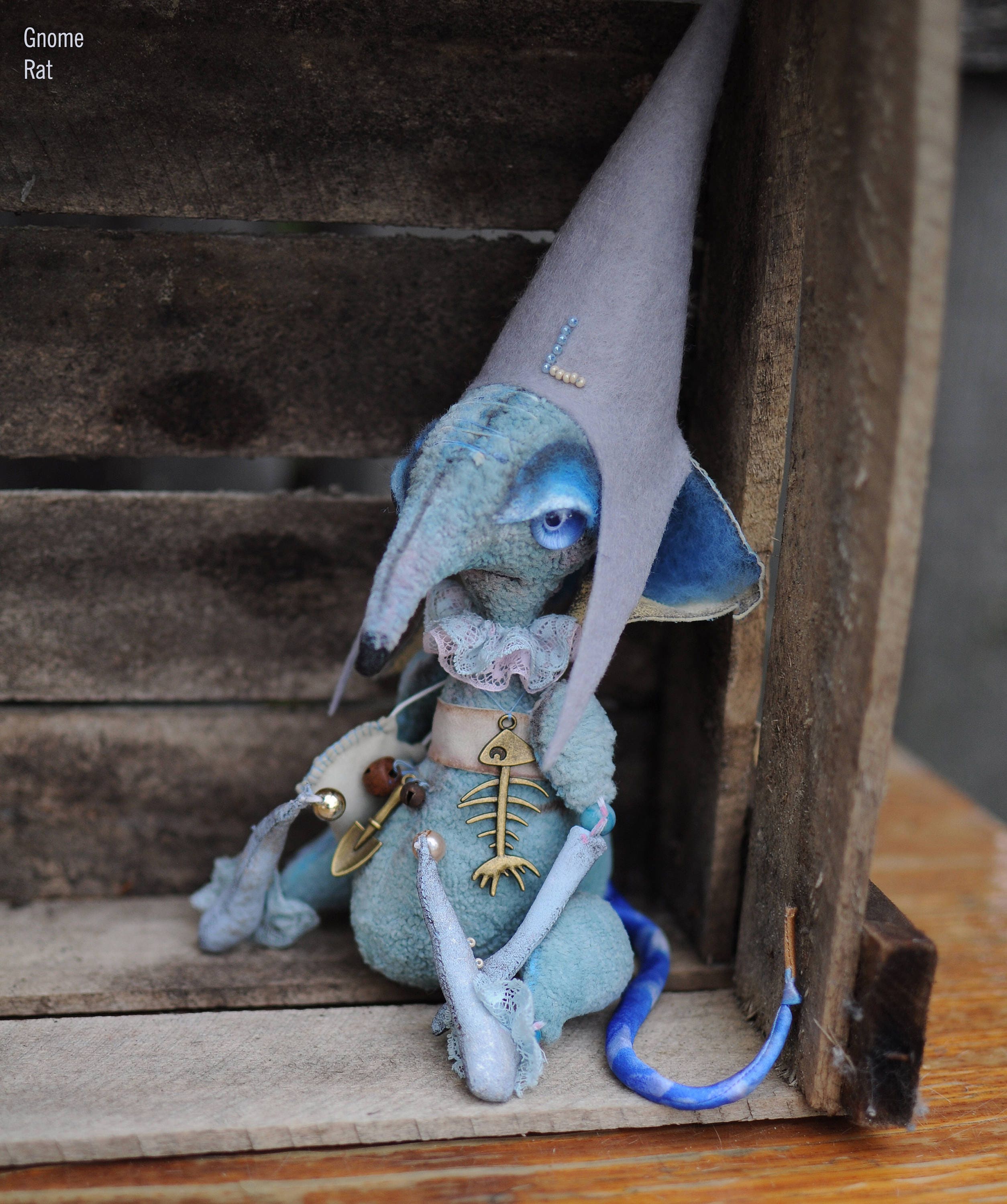 Miniature toy stuffed animal/9 GNOME GIPSY rat figurine